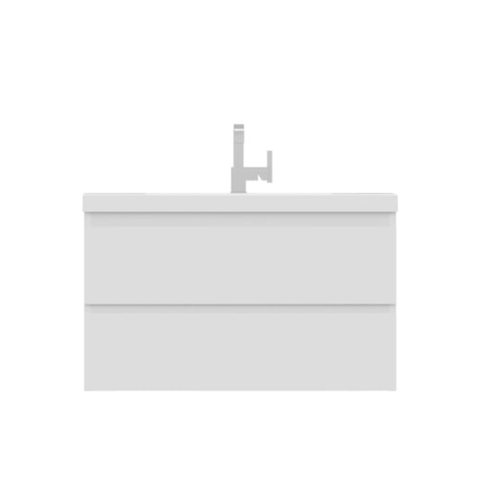 Alya Bath Paterno 36" Single White Modern Wall Mounted Bathroom Vanity With Acrylic Top and Integrated Sink