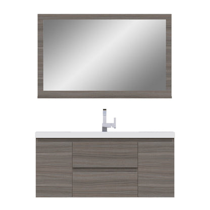 Alya Bath Paterno 48" Single Gray Modern Wall Mounted Bathroom Vanity With Acrylic Top and Integrated Sink
