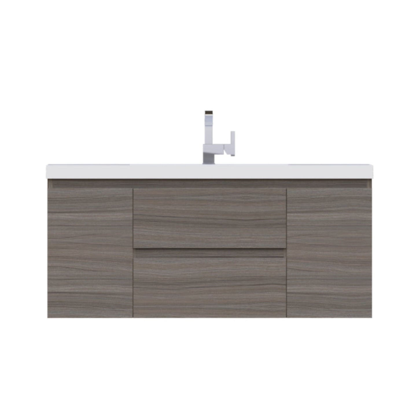 Alya Bath Paterno 48" Single Gray Modern Wall Mounted Bathroom Vanity With Acrylic Top and Integrated Sink