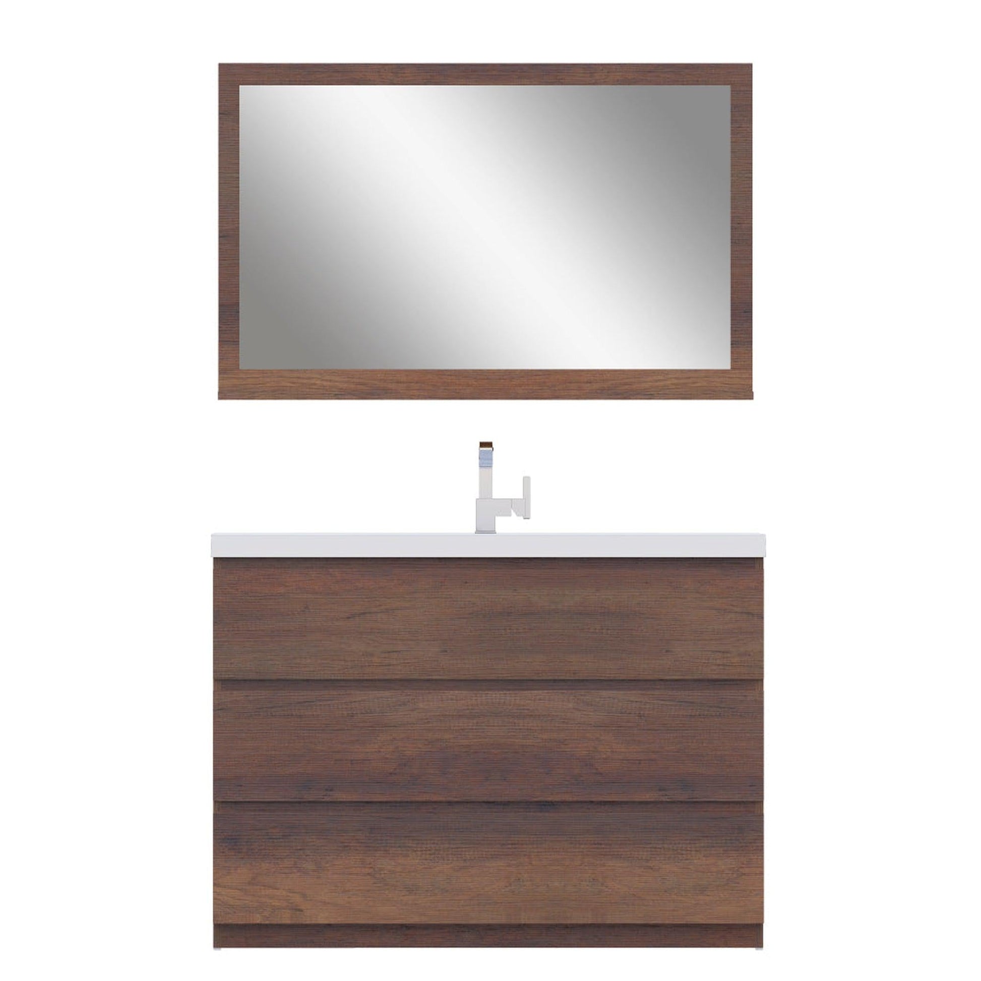 Alya Bath Paterno 48" Single Rosewood Modern Freestanding Bathroom Vanity With Acrylic Top and Integrated Sink