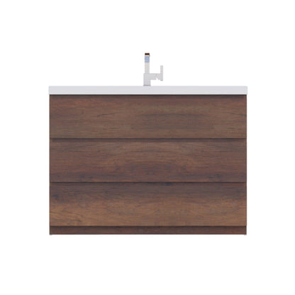 Alya Bath Paterno 48" Single Rosewood Modern Freestanding Bathroom Vanity With Acrylic Top and Integrated Sink