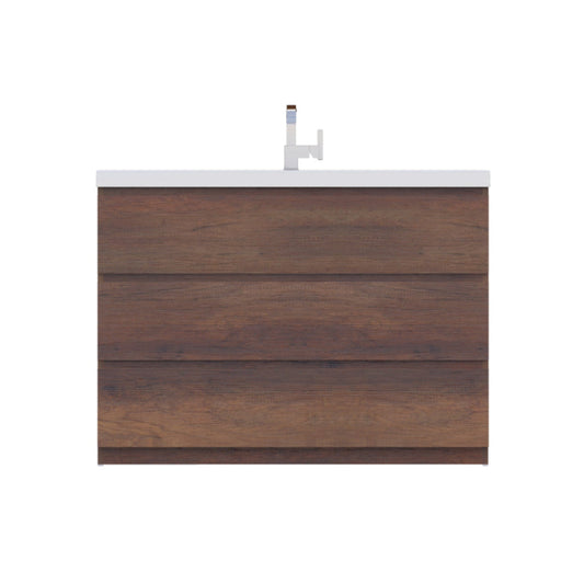 Alya Bath Paterno 48" Single Rosewood Modern Freestanding Bathroom Vanity With Acrylic Top and Integrated Sink