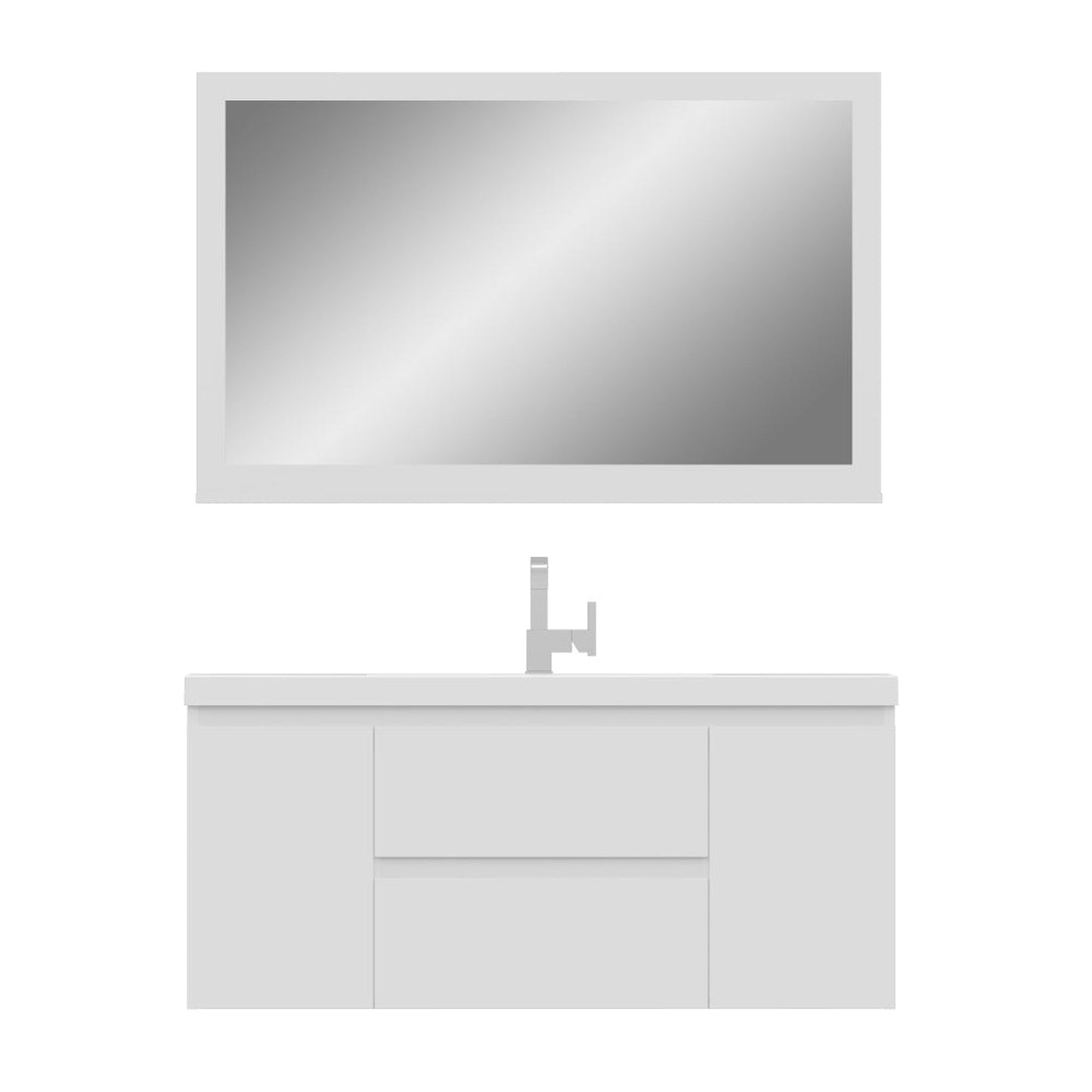 Alya Bath Paterno 48" Single White Modern Wall Mounted Bathroom Vanity With Acrylic Top and Integrated Sink