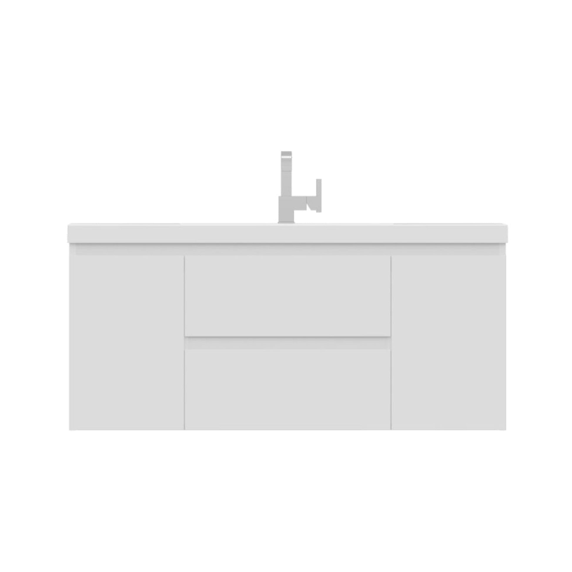 Alya Bath Paterno 48" Single White Modern Wall Mounted Bathroom Vanity With Acrylic Top and Integrated Sink