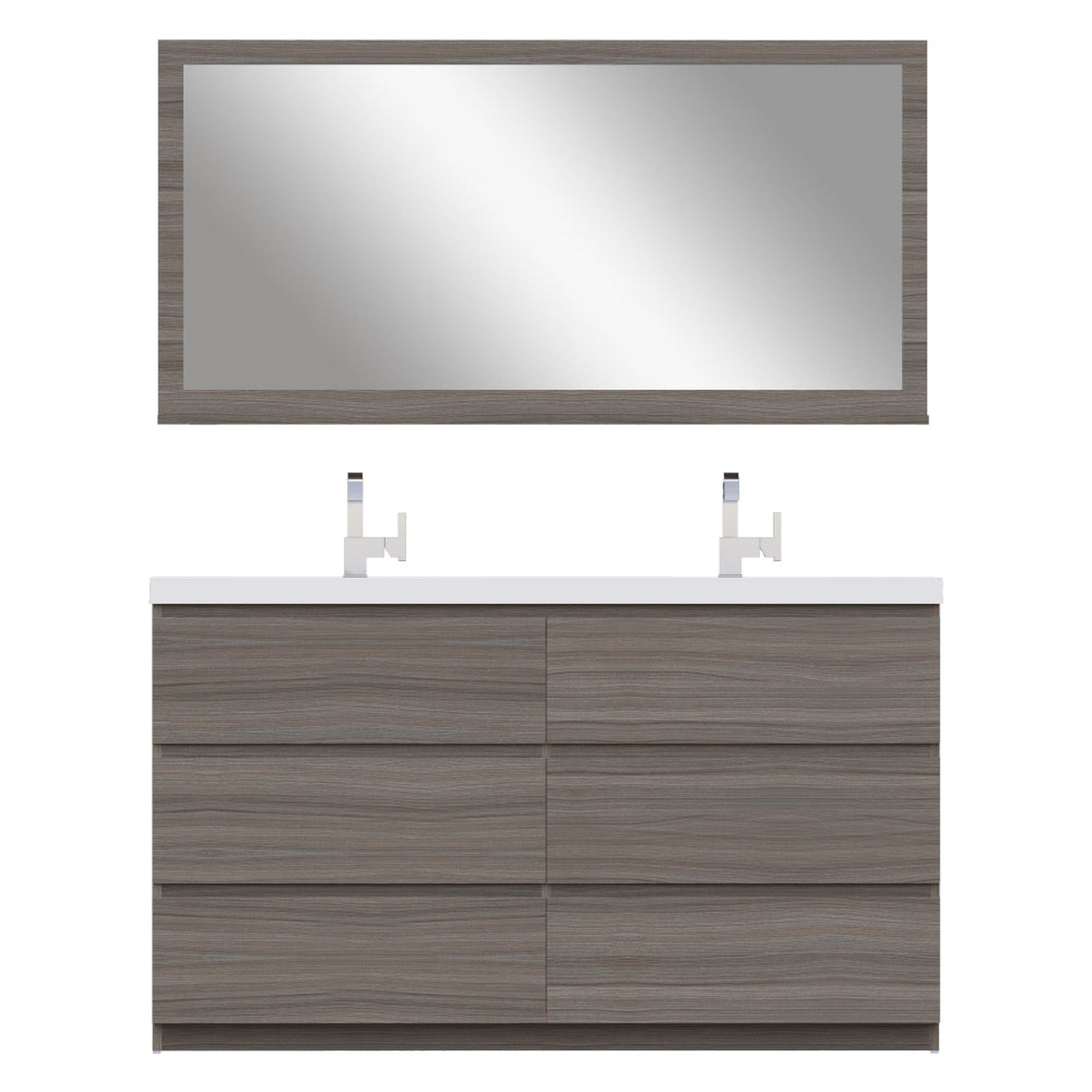 Alya Bath Paterno 60" Double Gray Modern Freestanding Bathroom Vanity With Acrylic Top and Integrated Sink