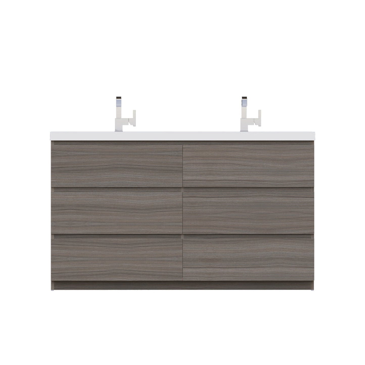 Alya Bath Paterno 60" Double Gray Modern Freestanding Bathroom Vanity With Acrylic Top and Integrated Sink