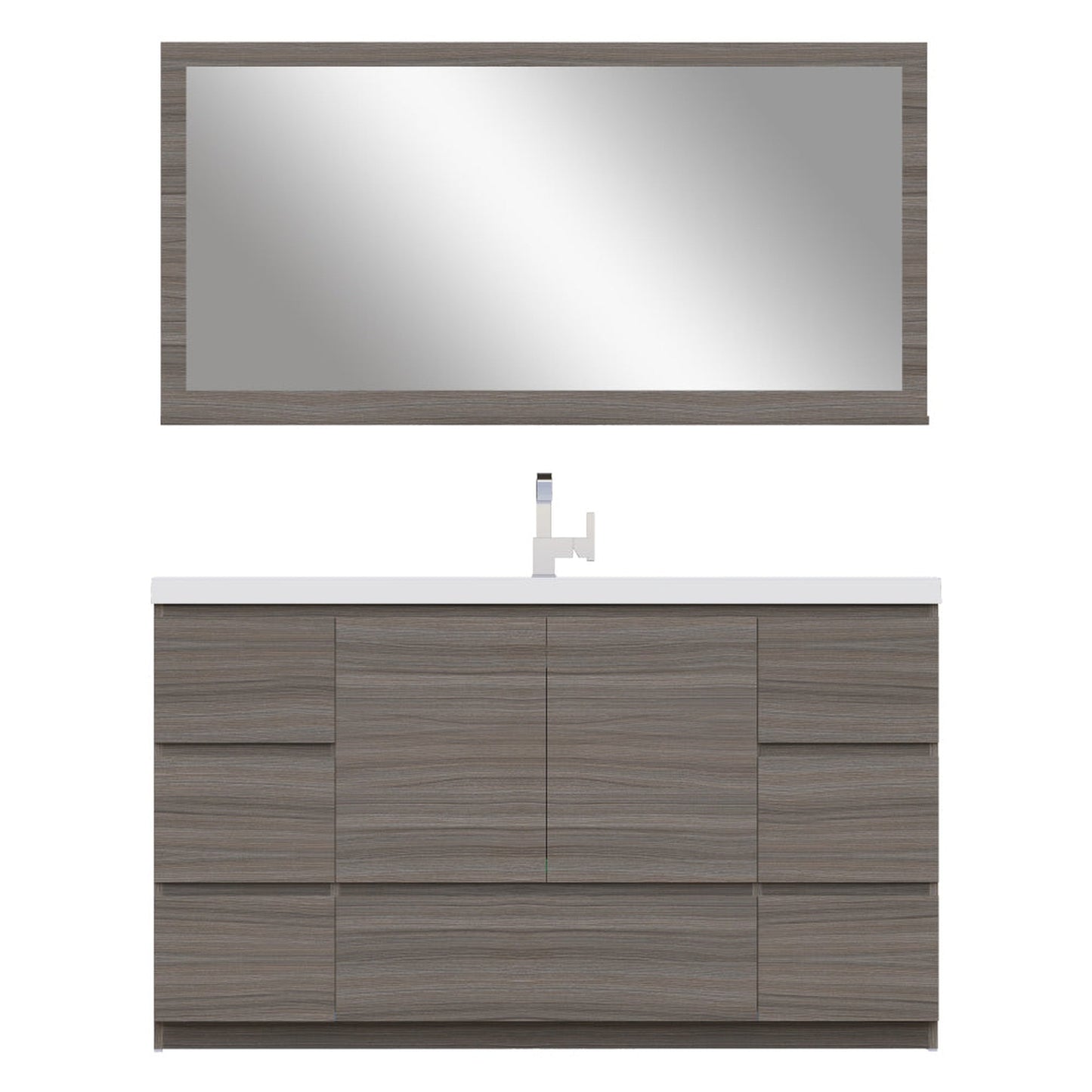 Alya Bath Paterno 60" Single Gray Modern Freestanding Single Bathroom Vanity With Acrylic Top and Integrated Sink