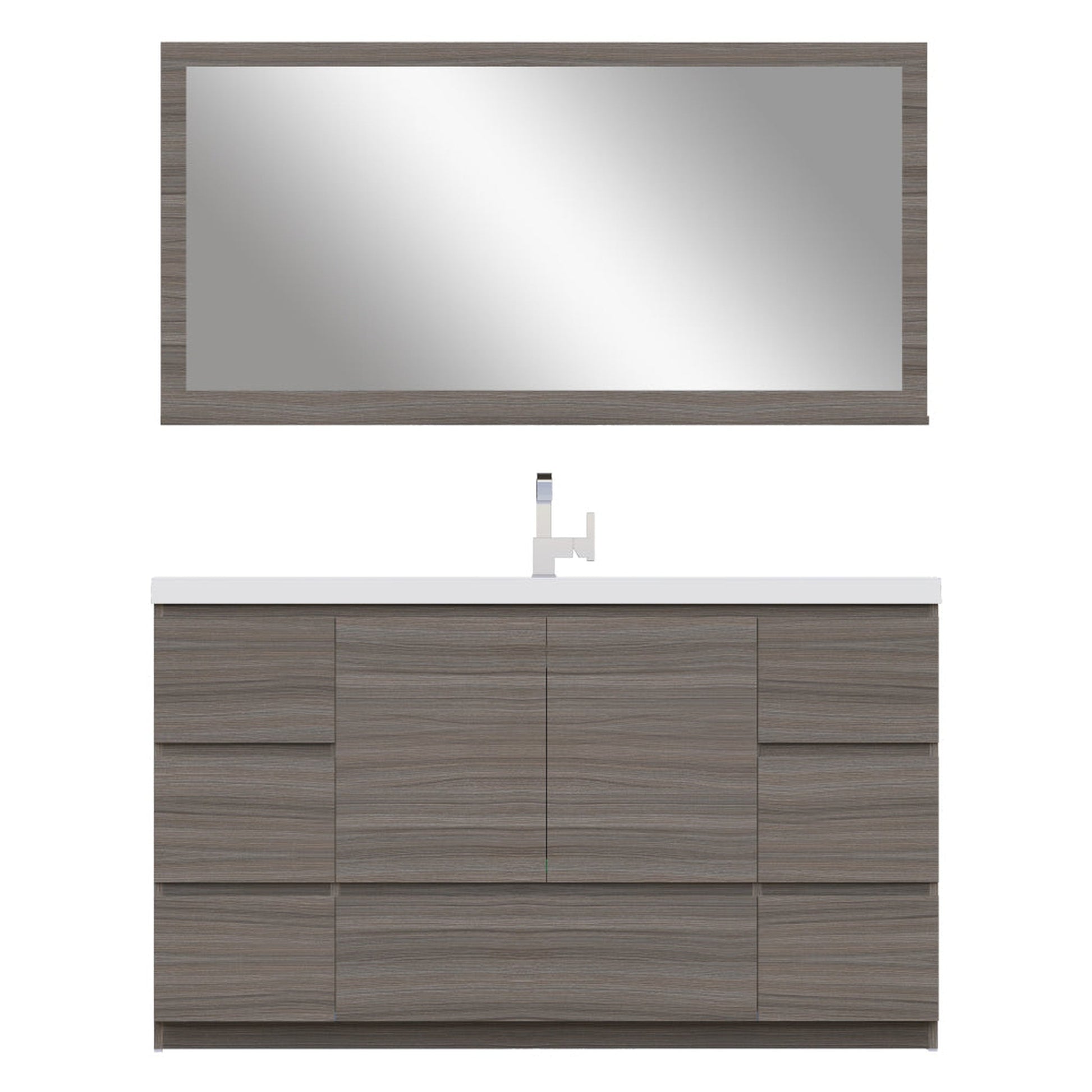 Alya Bath Paterno 60" Single Gray Modern Freestanding Single Bathroom Vanity With Acrylic Top and Integrated Sink