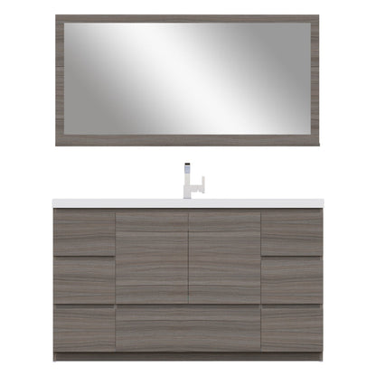 Alya Bath Paterno 60" Single Gray Modern Freestanding Single Bathroom Vanity With Acrylic Top and Integrated Sink