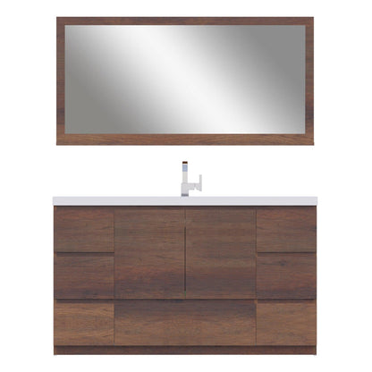 Alya Bath Paterno 60" Single Rosewood Modern Freestanding Bathroom Vanity With Acrylic Top and Integrated Sink