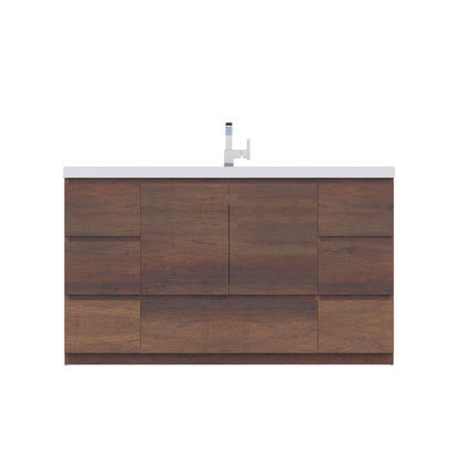 Alya Bath Paterno 60" Single Rosewood Modern Freestanding Bathroom Vanity With Acrylic Top and Integrated Sink