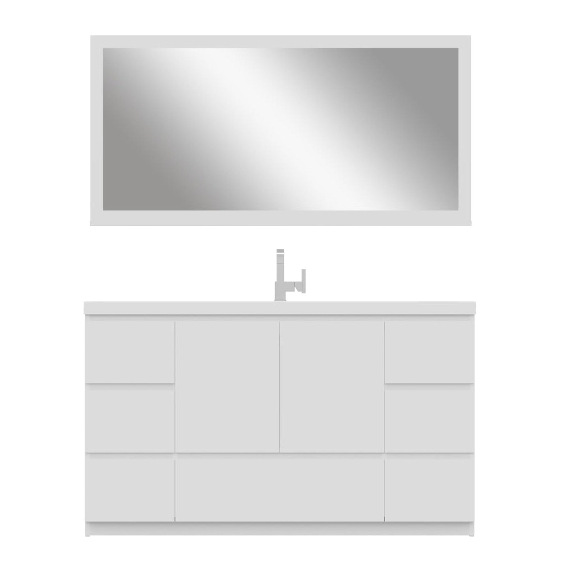 Alya Bath Paterno 60" Single White Modern Freestanding Bathroom Vanity With Acrylic Top and Integrated Sink