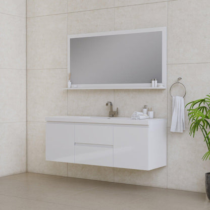 Alya Bath Paterno 60" Single White Modern Wall Mounted Bathroom Vanity With Acrylic Top and Integrated Sink