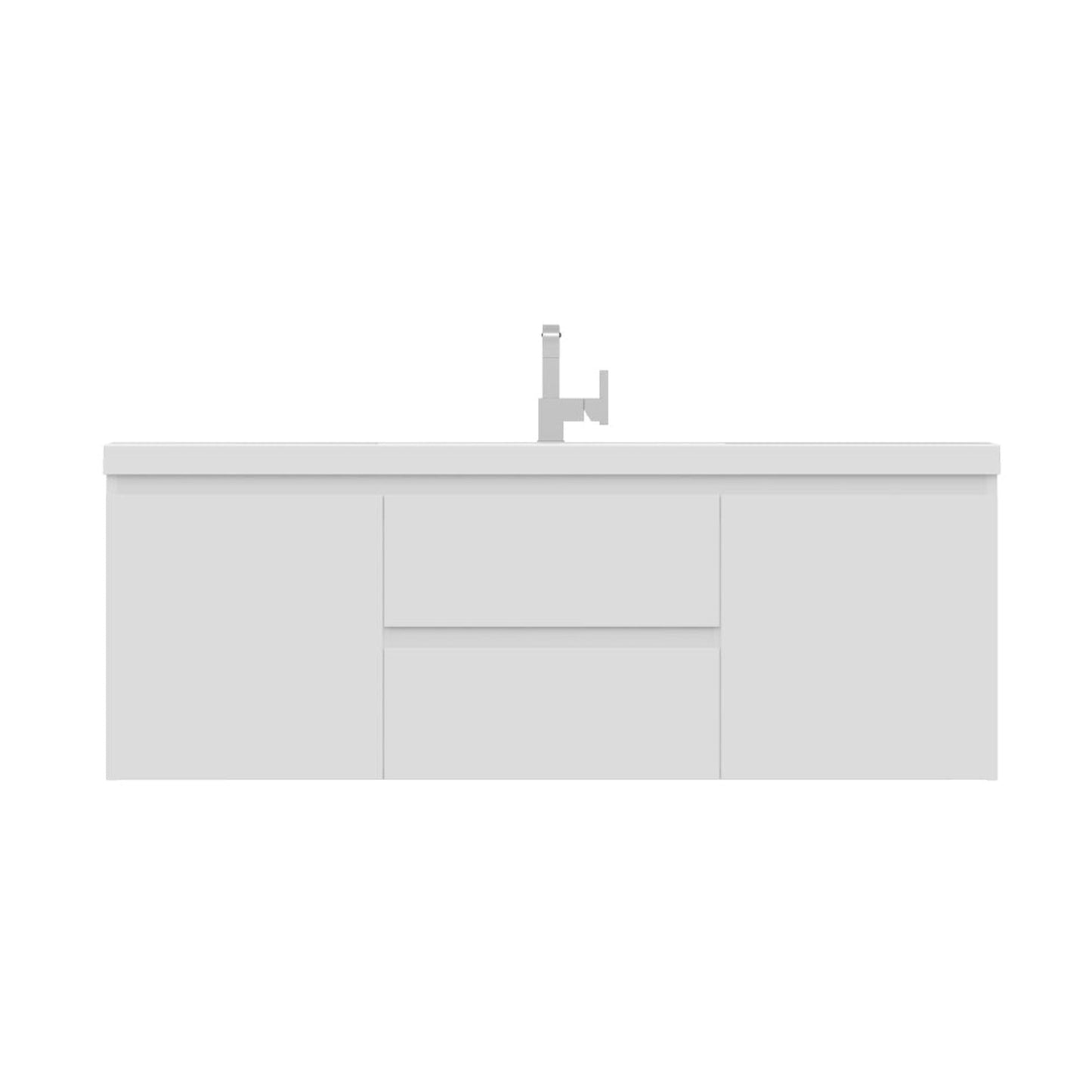 Alya Bath Paterno 60" Single White Modern Wall Mounted Bathroom Vanity With Acrylic Top and Integrated Sink