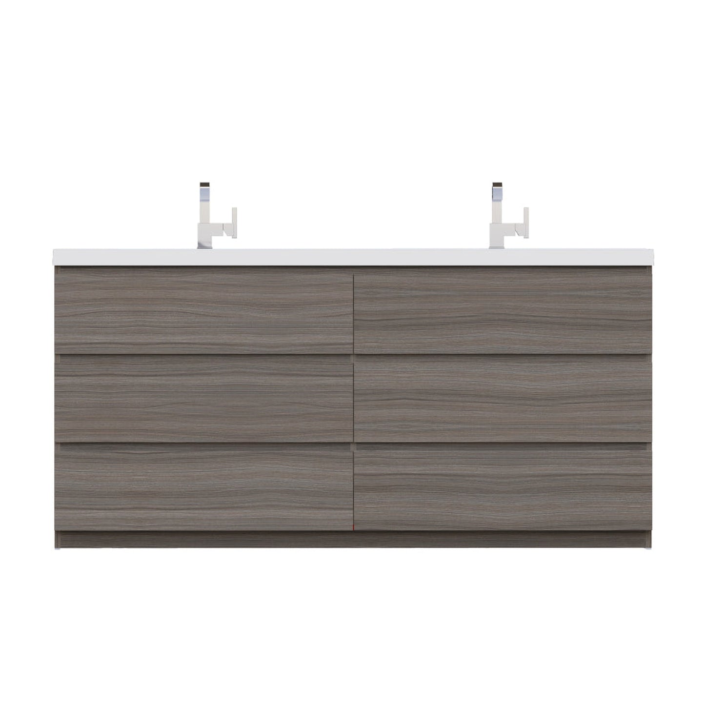 Alya Bath Paterno 72" Double Gray Modern Freestanding Bathroom Vanity With Acrylic Top and Integrated Sink