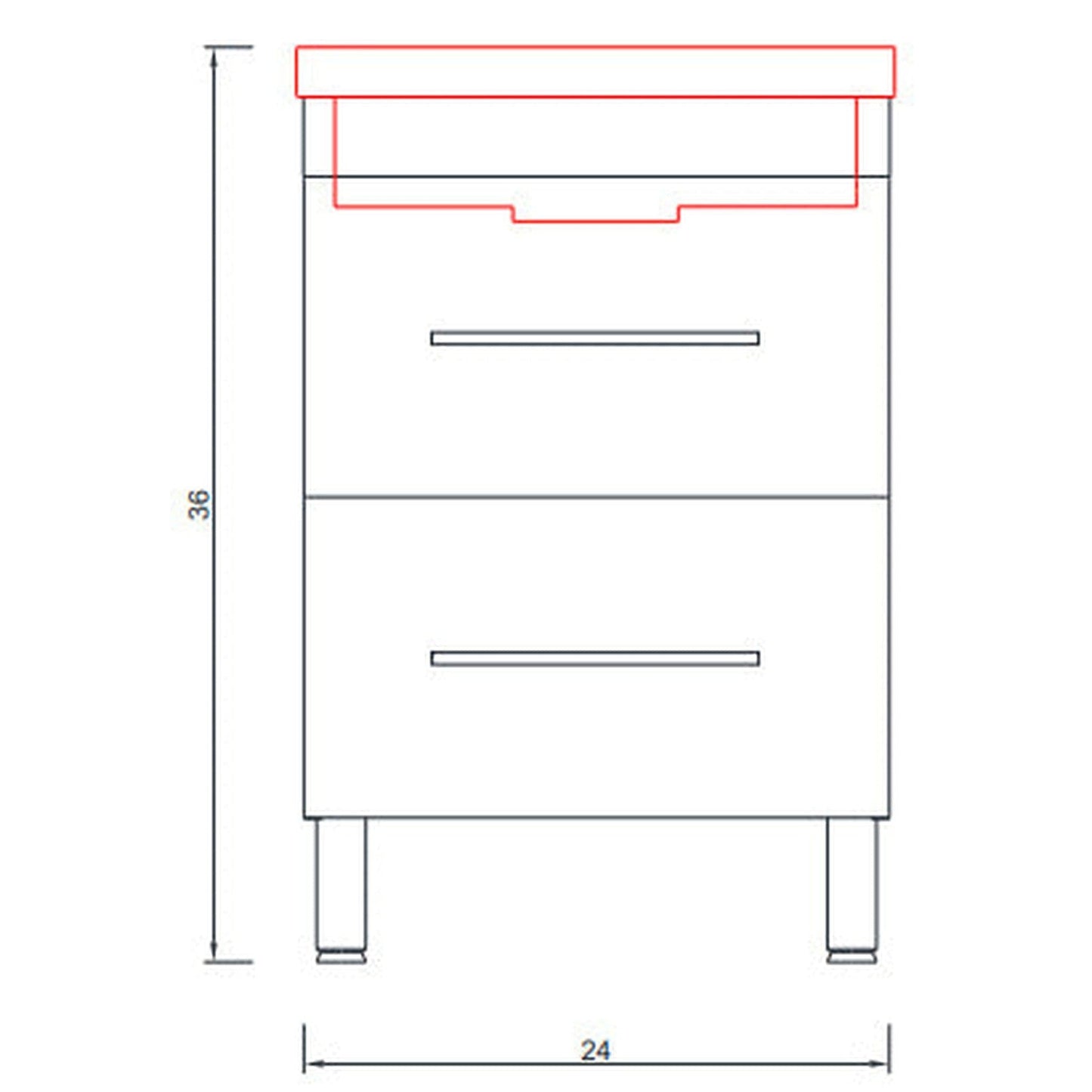 Alya Bath Ripley 24" Single Black Modern Freestanding Bathroom Vanity With Integrated Acrylic Top, Acrylic Sink and Wall Mounted Mirror