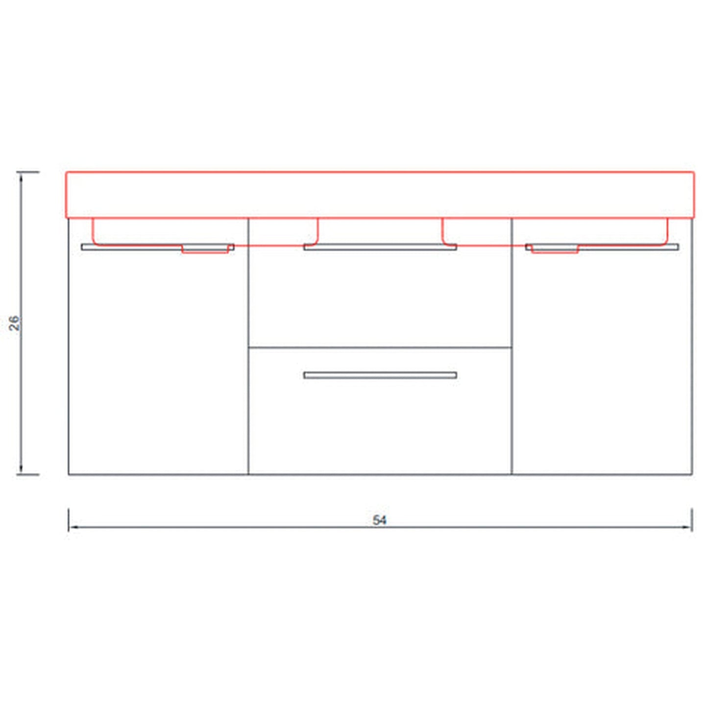 Alya Bath Ripley 54" Double White Modern Wall Mounted Bathroom Vanity With Integrated Acrylic Top, Acrylic Sink and Wall Mounted Mirror