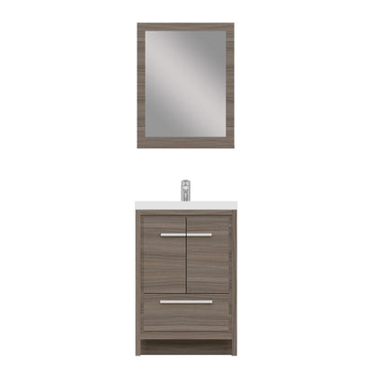 Alya Bath Sortino 24" Single Gray Modern Freestanding Bathroom Vanity With Acrylic Top and Integrated Sink