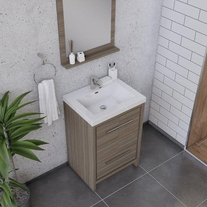 Alya Bath Sortino 24" Single Gray Modern Freestanding Bathroom Vanity With Acrylic Top and Integrated Sink