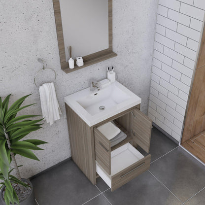 Alya Bath Sortino 24" Single Gray Modern Freestanding Bathroom Vanity With Acrylic Top and Integrated Sink