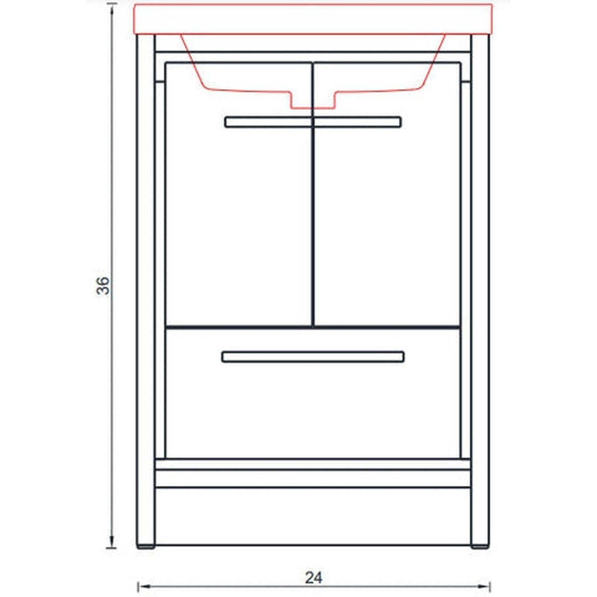 Alya Bath Sortino 24" Single Gray Modern Freestanding Bathroom Vanity With Acrylic Top and Integrated Sink