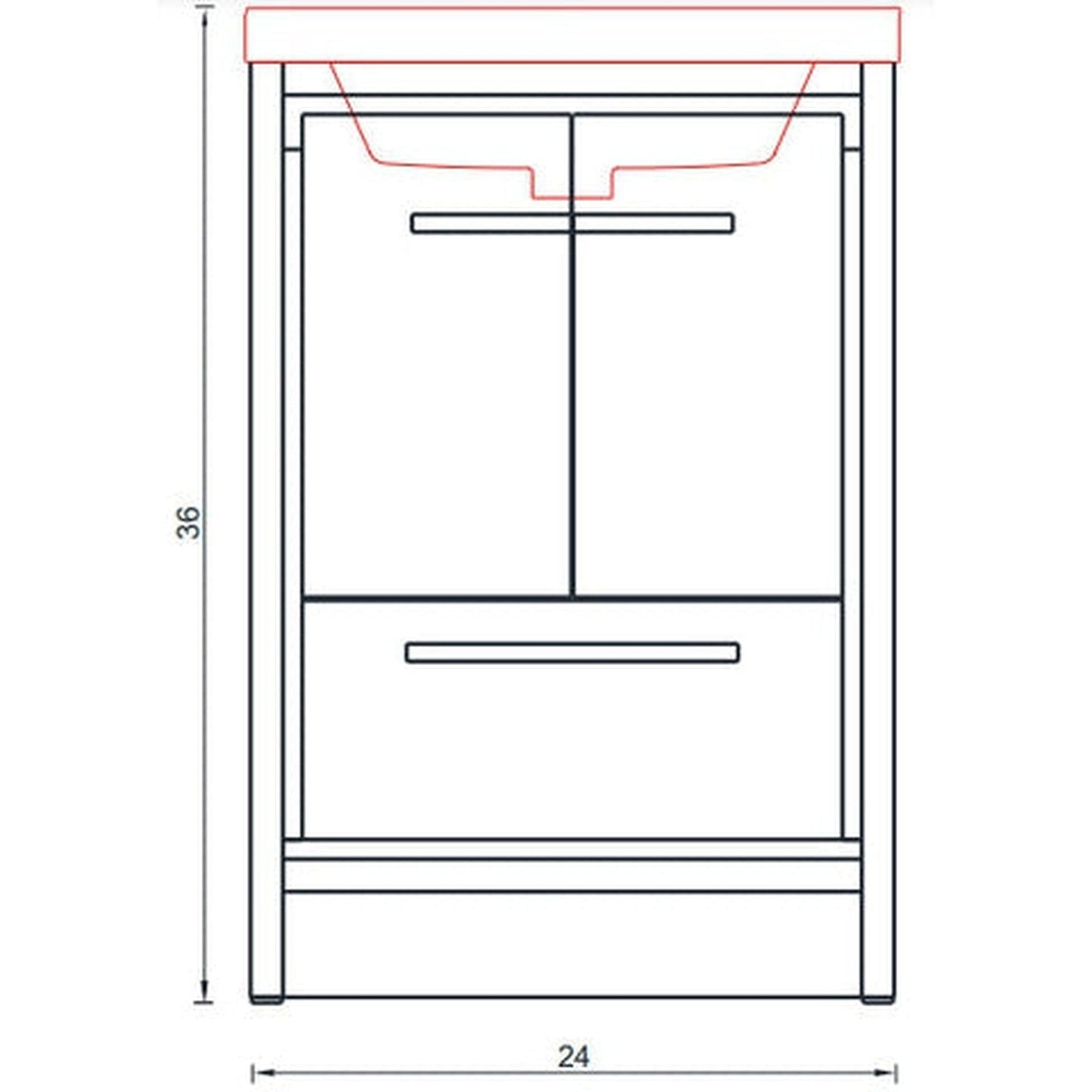 Alya Bath Sortino 24" Single White Modern Freestanding Bathroom Vanity With Acrylic Top and Integrated Sink