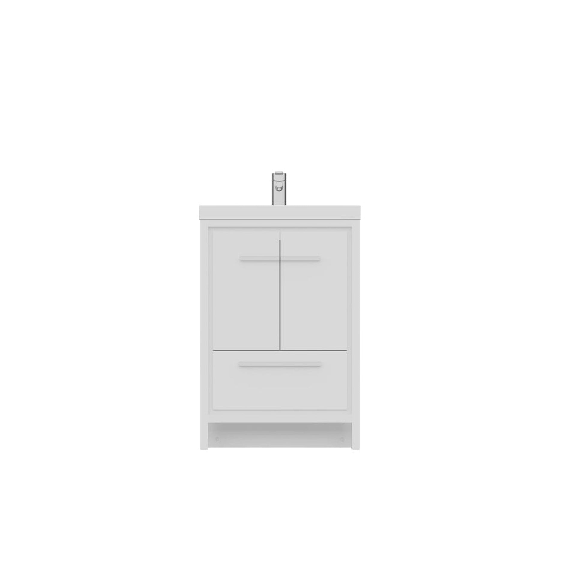 Alya Bath Sortino 24" Single White Modern Freestanding Bathroom Vanity With Acrylic Top and Integrated Sink