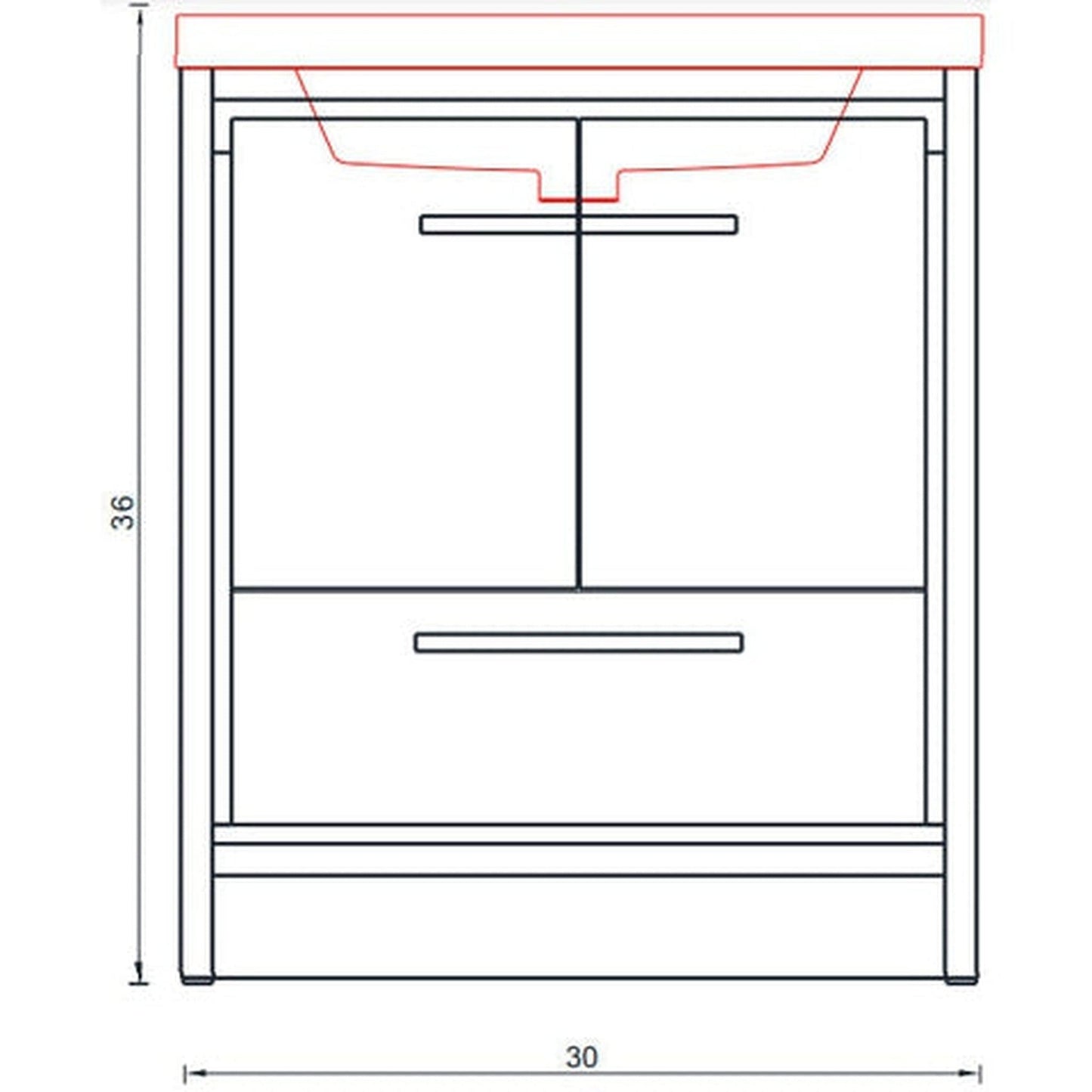 Alya Bath Sortino 30" Single Gray Modern Freestanding Bathroom Vanity With Acrylic Top and Integrated Sink