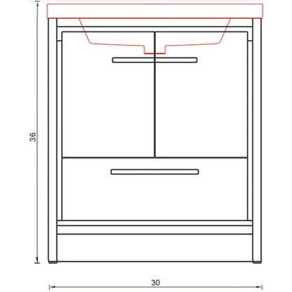 Alya Bath Sortino 30" Single Gray Modern Freestanding Bathroom Vanity With Acrylic Top and Integrated Sink