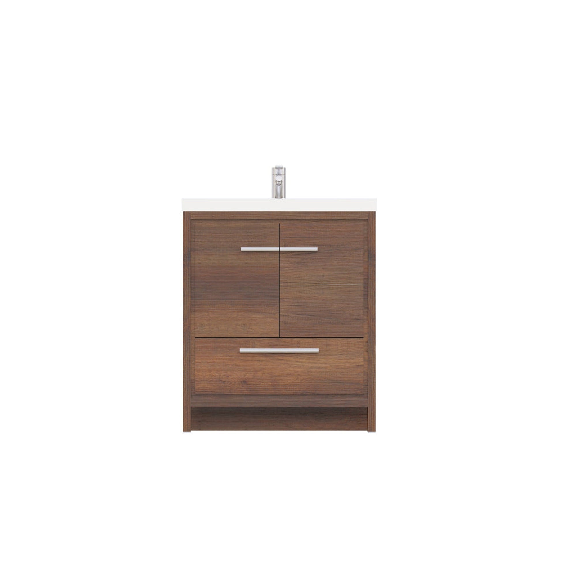 Alya Bath Sortino 30" Single Rosewood Modern Freestanding Bathroom Vanity With Acrylic Top and Integrated Sink