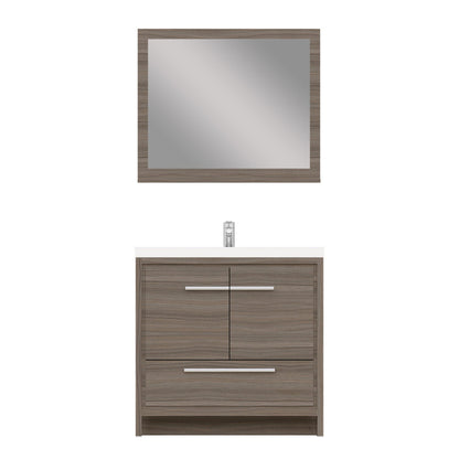 Alya Bath Sortino 36" Single Gray Modern Freestanding Bathroom Vanity With Acrylic Top and Integrated Sink