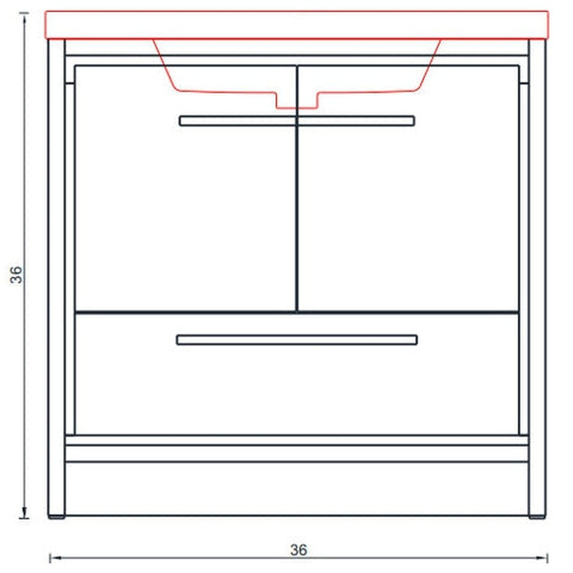 Alya Bath Sortino 36" Single White Modern Freestanding Bathroom Vanity With Acrylic Top and Integrated Sink