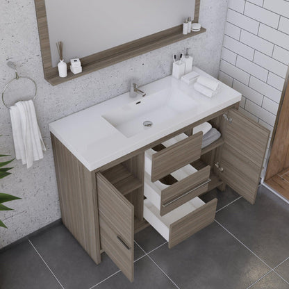 Alya Bath Sortino 48" Single Gray Modern Freestanding Bathroom Vanity With Acrylic Top and Integrated Sink