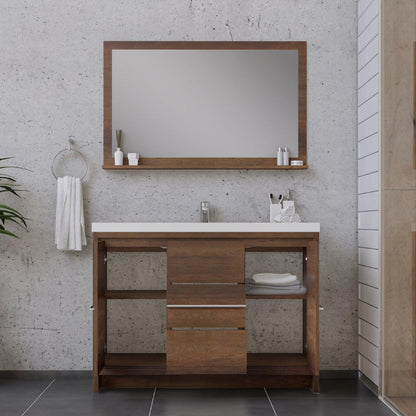 Alya Bath Sortino 48" Single Rosewood Modern Freestanding Bathroom Vanity With Acrylic Top and Integrated Sink