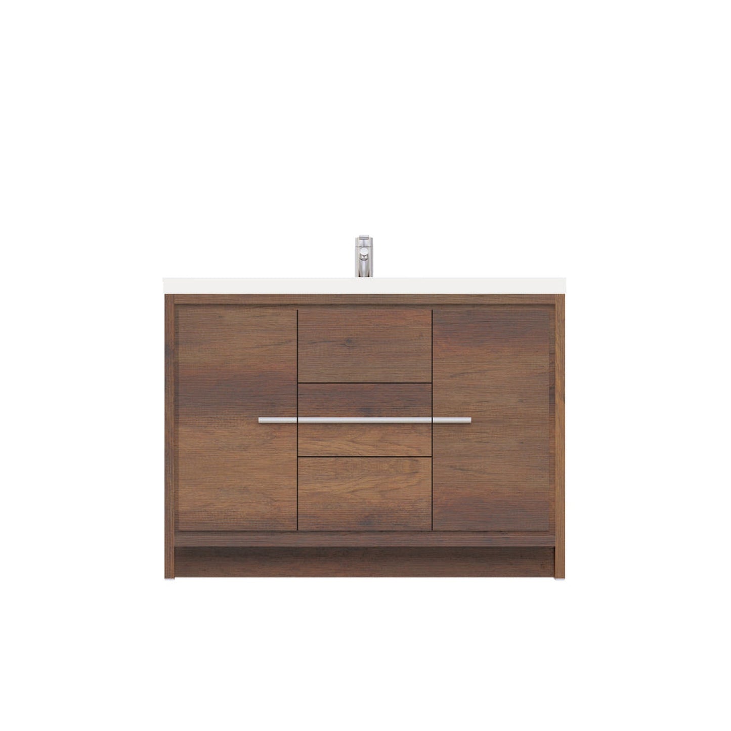 Alya Bath Sortino 48" Single Rosewood Modern Freestanding Bathroom Vanity With Acrylic Top and Integrated Sink