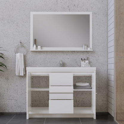 Alya Bath Sortino 48" Single White Modern Freestanding Bathroom Vanity With Acrylic Top and Integrated Sink