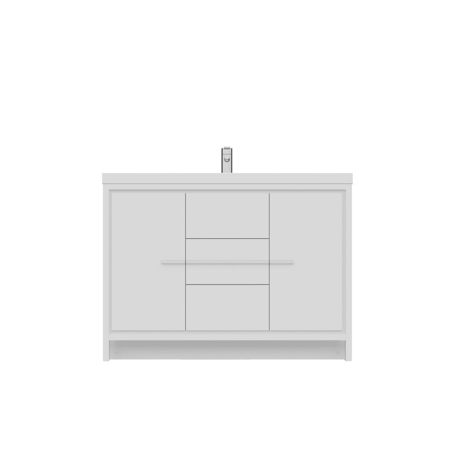 Alya Bath Sortino 48" Single White Modern Freestanding Bathroom Vanity With Acrylic Top and Integrated Sink