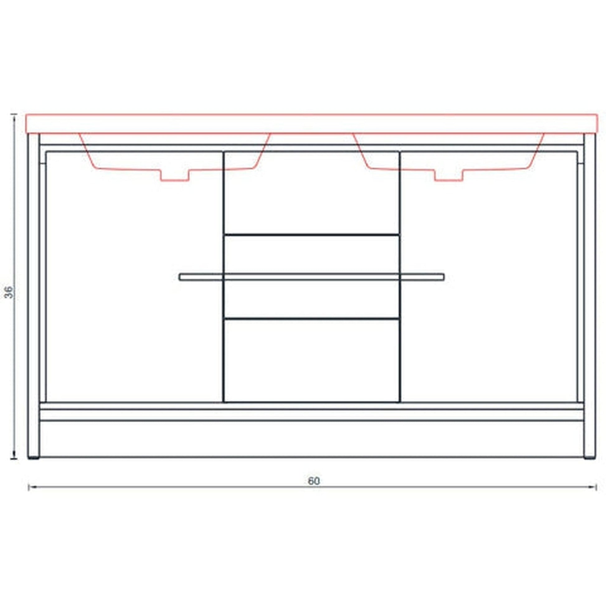 Alya Bath Sortino 60" Double Rosewood Modern Freestanding Bathroom Vanity With Acrylic Top and Integrated Sink