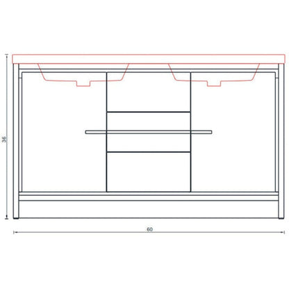 Alya Bath Sortino 60" Double Rosewood Modern Freestanding Bathroom Vanity With Acrylic Top and Integrated Sink