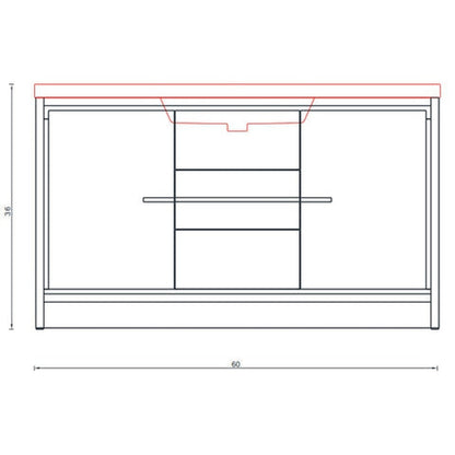 Alya Bath Sortino 60" Single Gray Modern Freestanding Bathroom Vanity With Acrylic Top and Integrated Sink