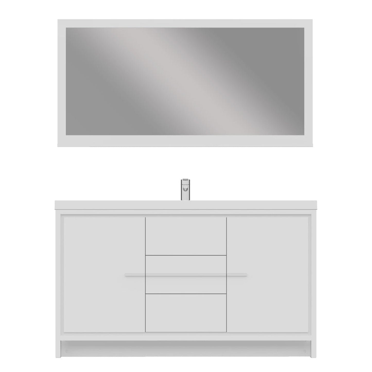 Alya Bath Sortino 60" Single White Modern Freestanding Bathroom Vanity With Acrylic Top and Integrated Sink