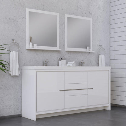 Alya Bath Sortino 72" Double White Modern Freestanding Bathroom Vanity With Acrylic Top and Integrated Sink