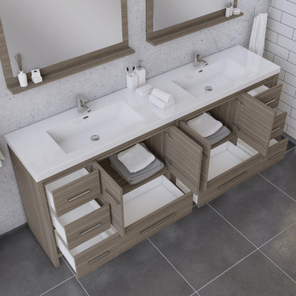 Alya Bath Sortino 84" Double Gray Modern Freestanding Bathroom Vanity With Acrylic Top and Integrated Sink