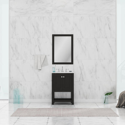 Alya Bath Wilmington 24" Single Espresso Freestanding Single Bathroom Vanity With Carrara Marble Top, Ceramic Sink and Wall Mounted Mirror