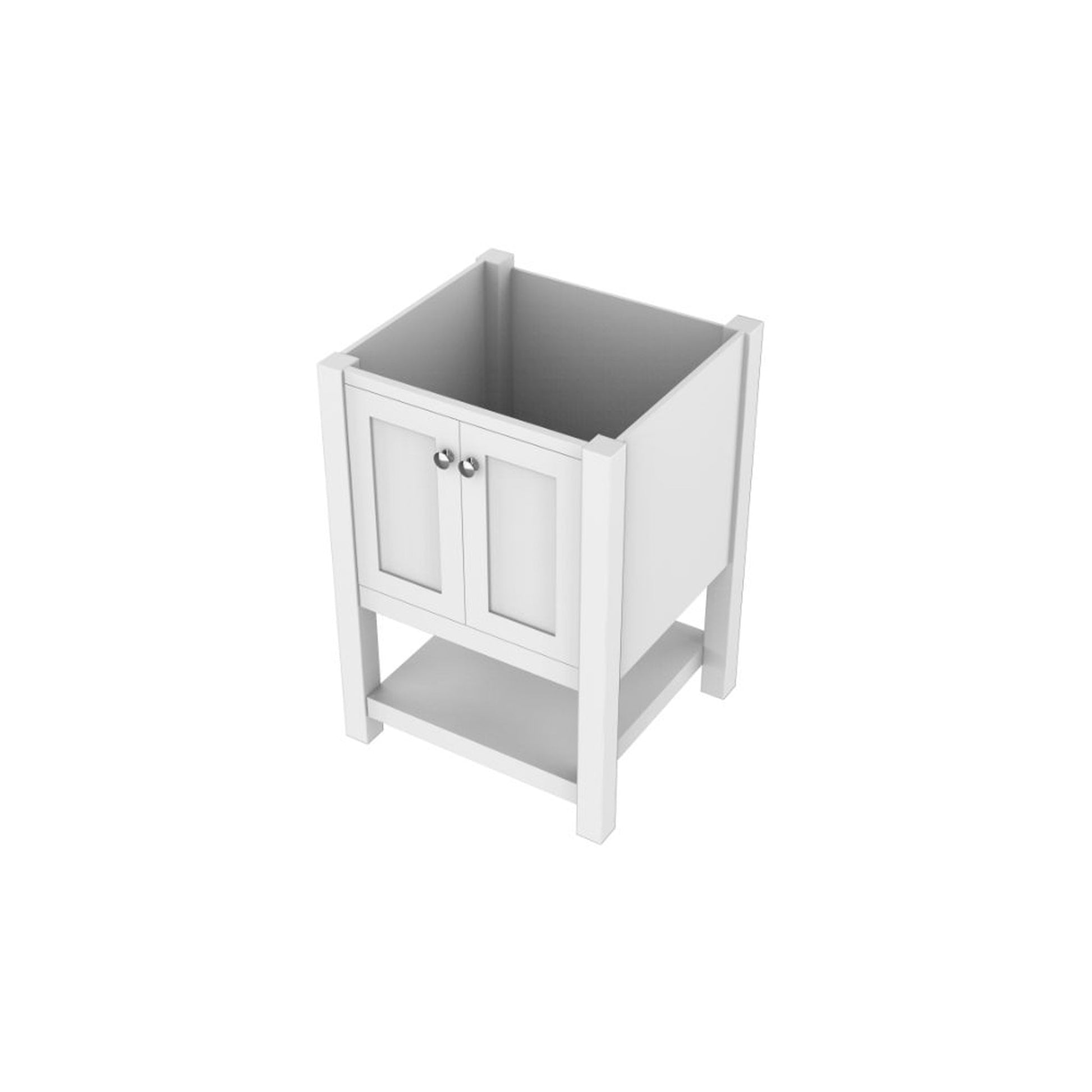 Alya Bath Wilmington 24" Single White Freestanding Bathroom Vanity With Brushed Nickel Edge Handles