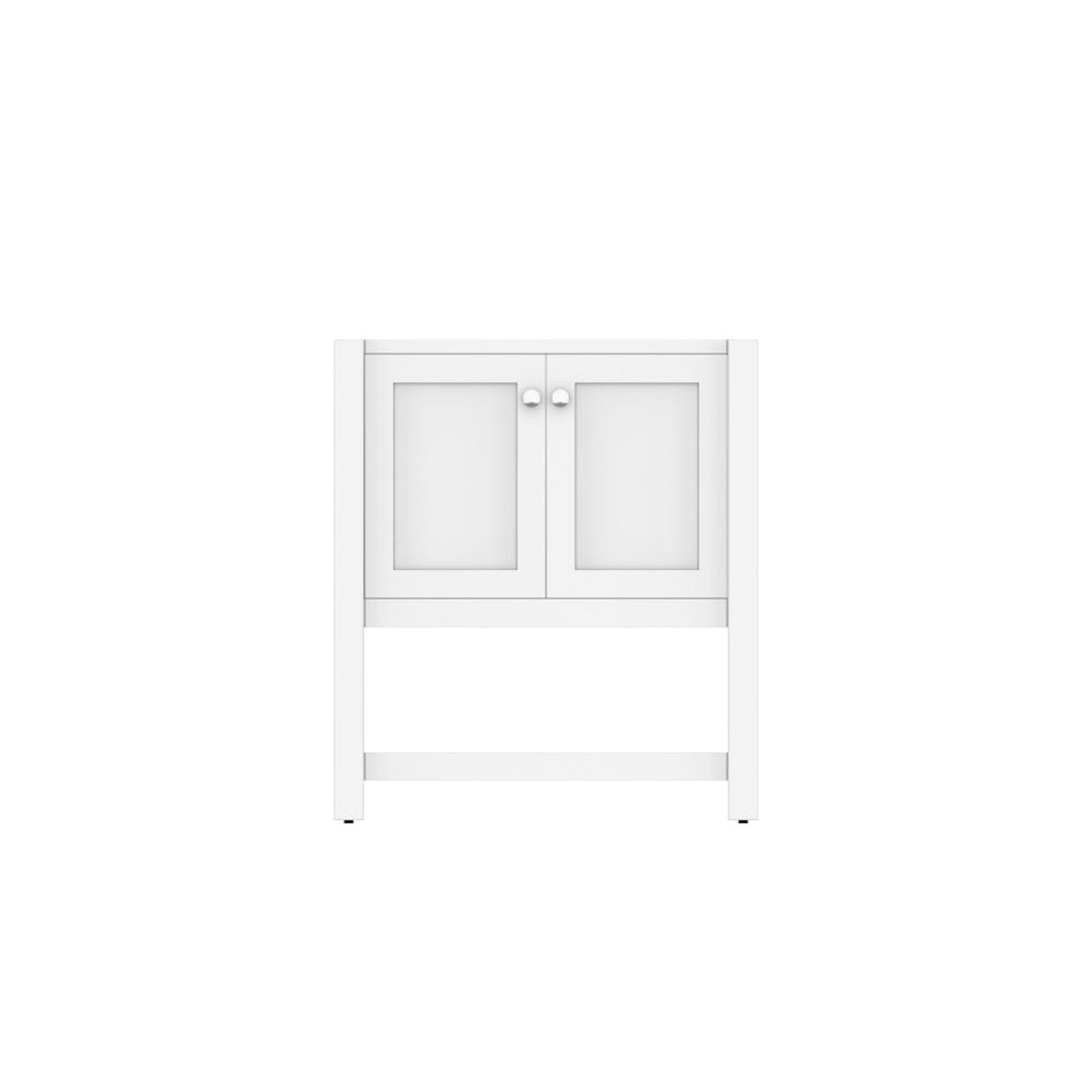 Alya Bath Wilmington 30" Single White Freestanding Bathroom Vanity With Brushed Nickel Edge Handles