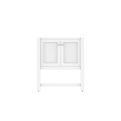 Alya Bath Wilmington 30" Single White Freestanding Bathroom Vanity With Brushed Nickel Edge Handles