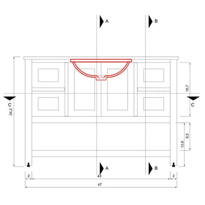 Alya Bath Wilmington 48" Single Espresso Freestanding Bathroom Vanity With Carrara Marble Top, Ceramic Sink and Wall Mounted Mirror