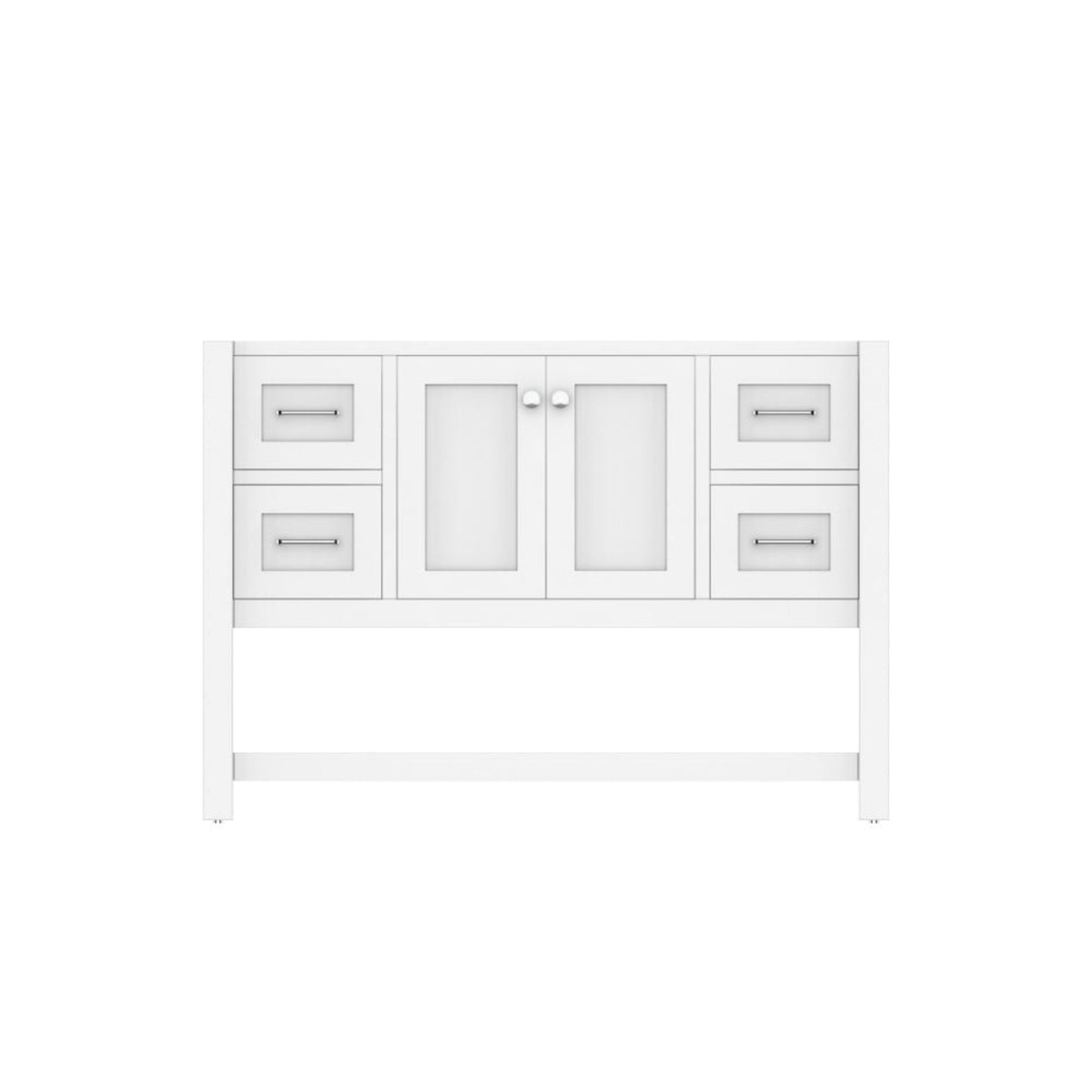 Alya Bath Wilmington 48" Single White Freestanding Bathroom Vanity With Brushed Nickel Edge Handles