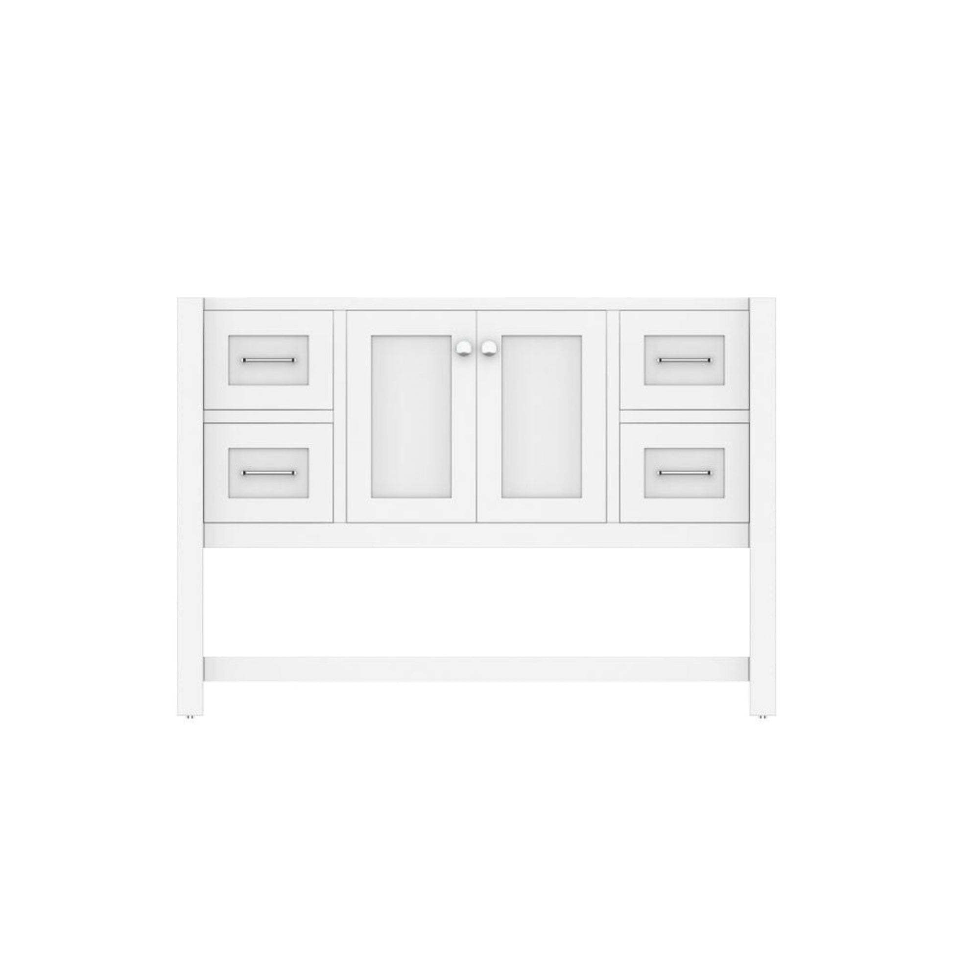 Alya Bath Wilmington 48" Single White Freestanding Bathroom Vanity With Brushed Nickel Edge Handles